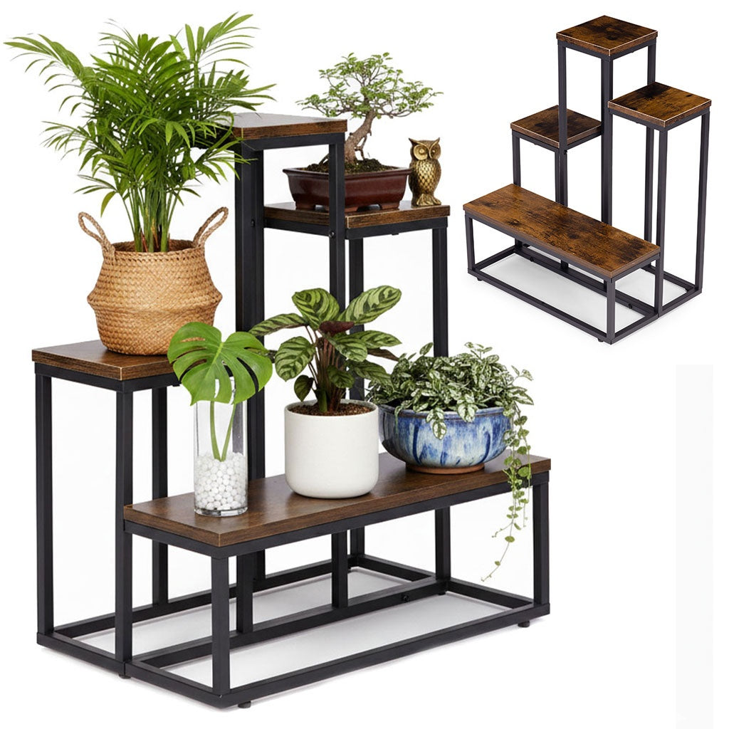 4-Tier Steel Plant Stand with Chipboard Shelves