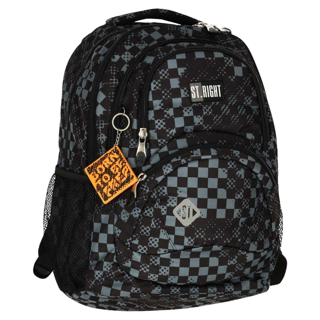 4 compartment school backpack 17 inch checkerboard