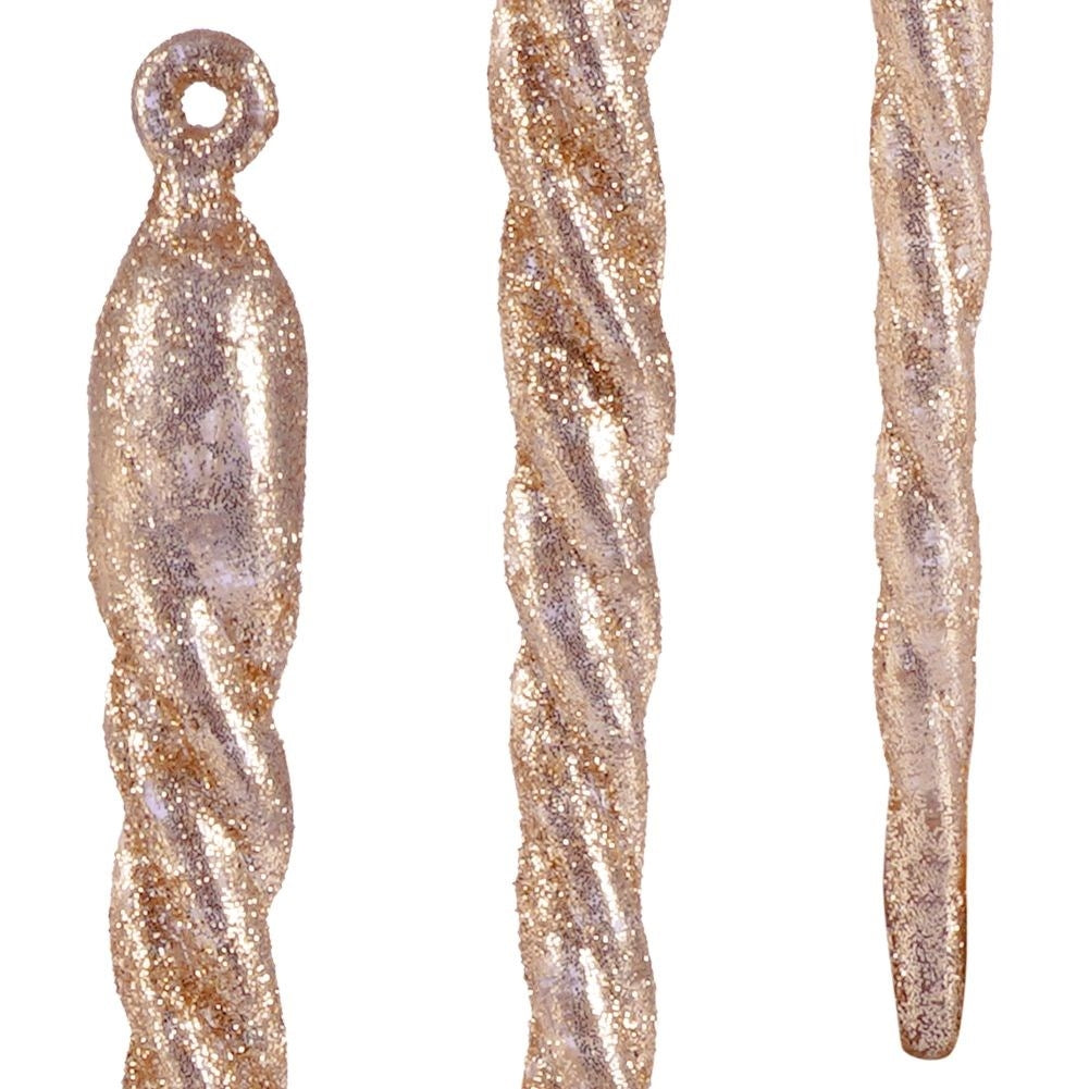4 long acrylic Christmas tree ornaments with gold glitter