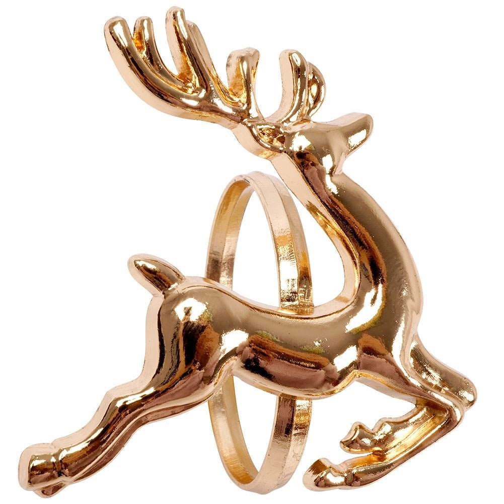 4 napkin rings in gold with reindeer, 4 cm diameter