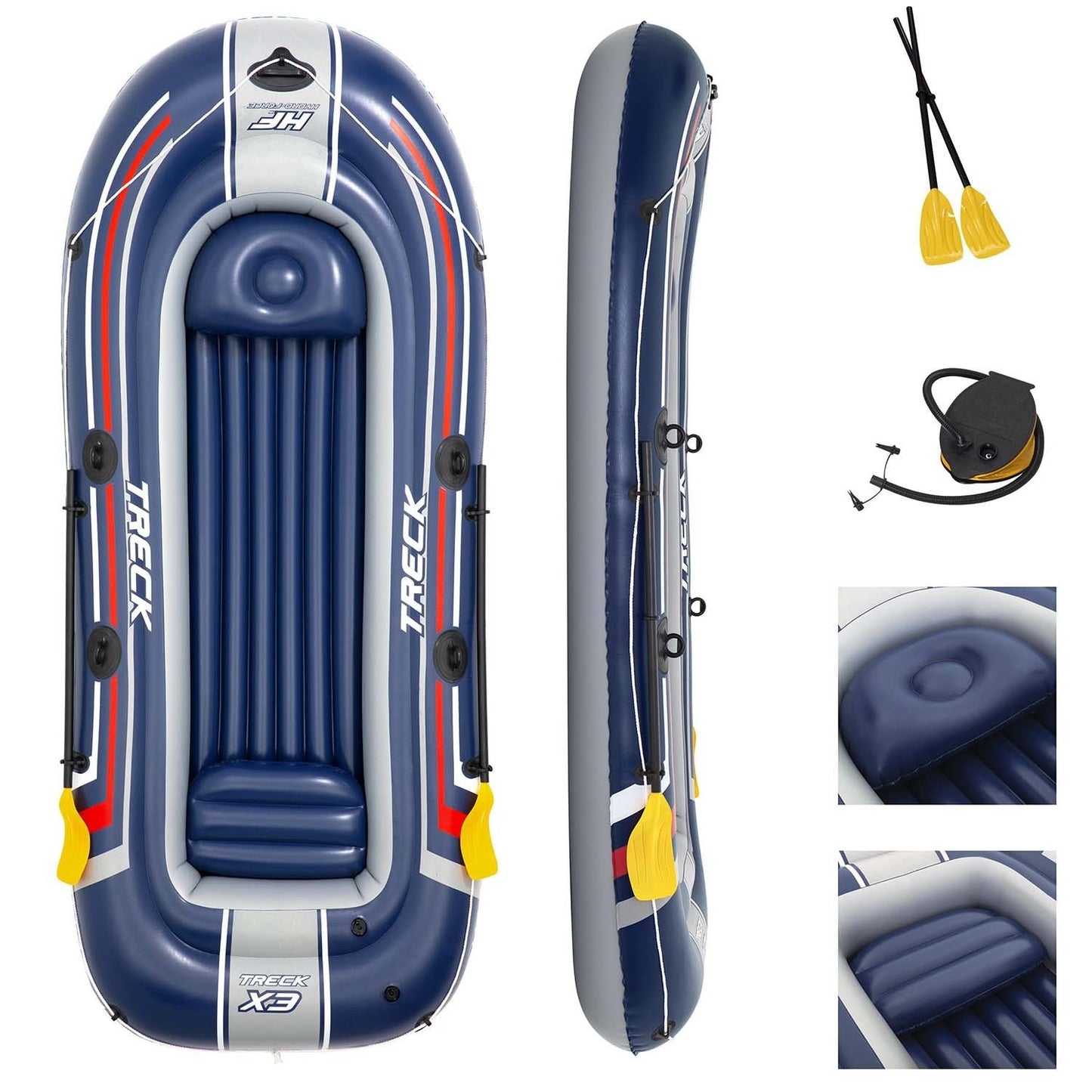 4-person TRECK X3 Bestway inflatable pontoon with oars and pump