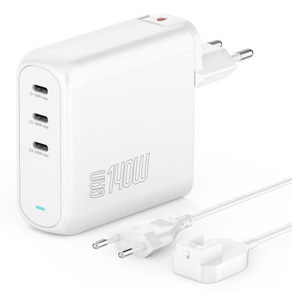 4smarts 140W 3xUSB-C GaN Wall Charger for Laptop & Smartphone