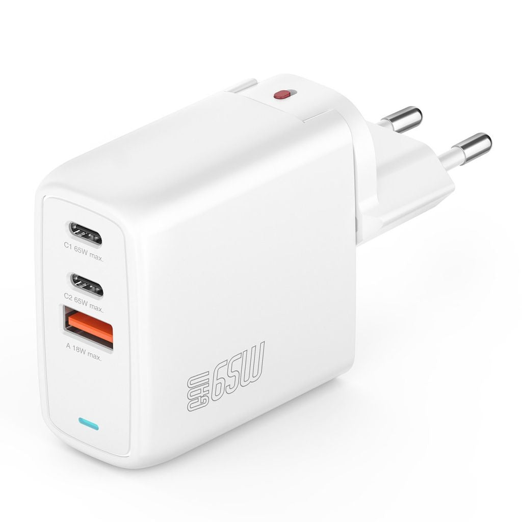 4smarts 65W 2xUSB-C & USB-A GaN Wall Charger for Laptop & Smartphone