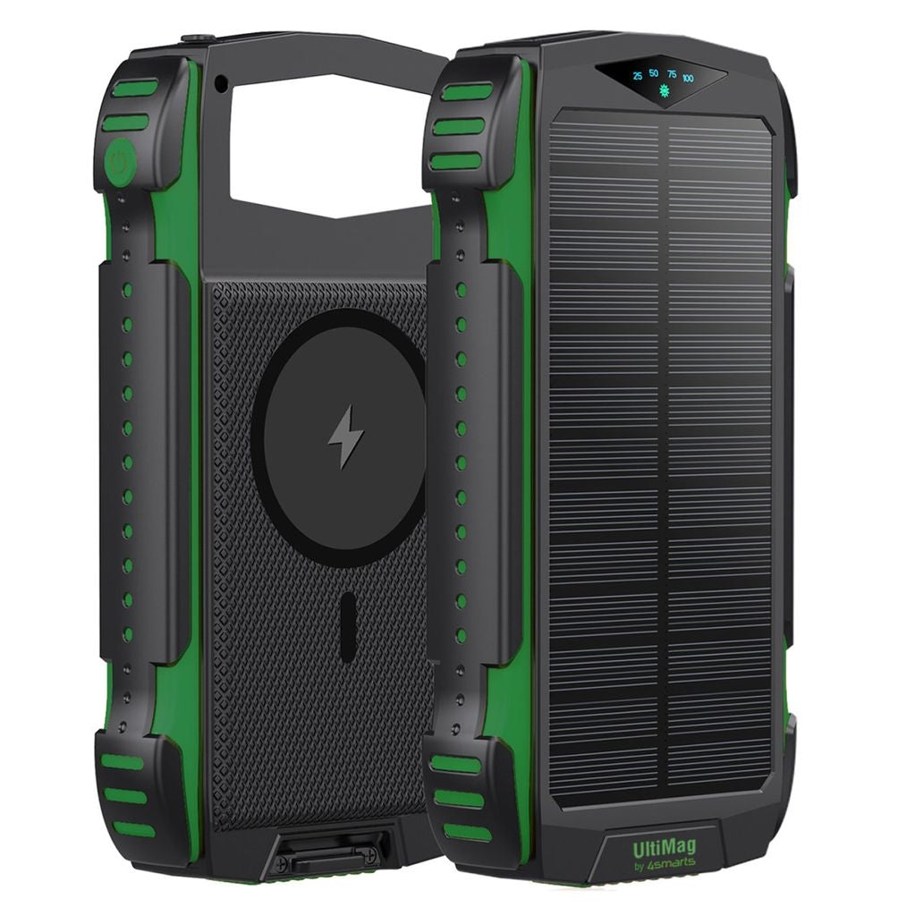 4smarts UltiMag Powerbank with Solar Cells, 20000mAh - Green