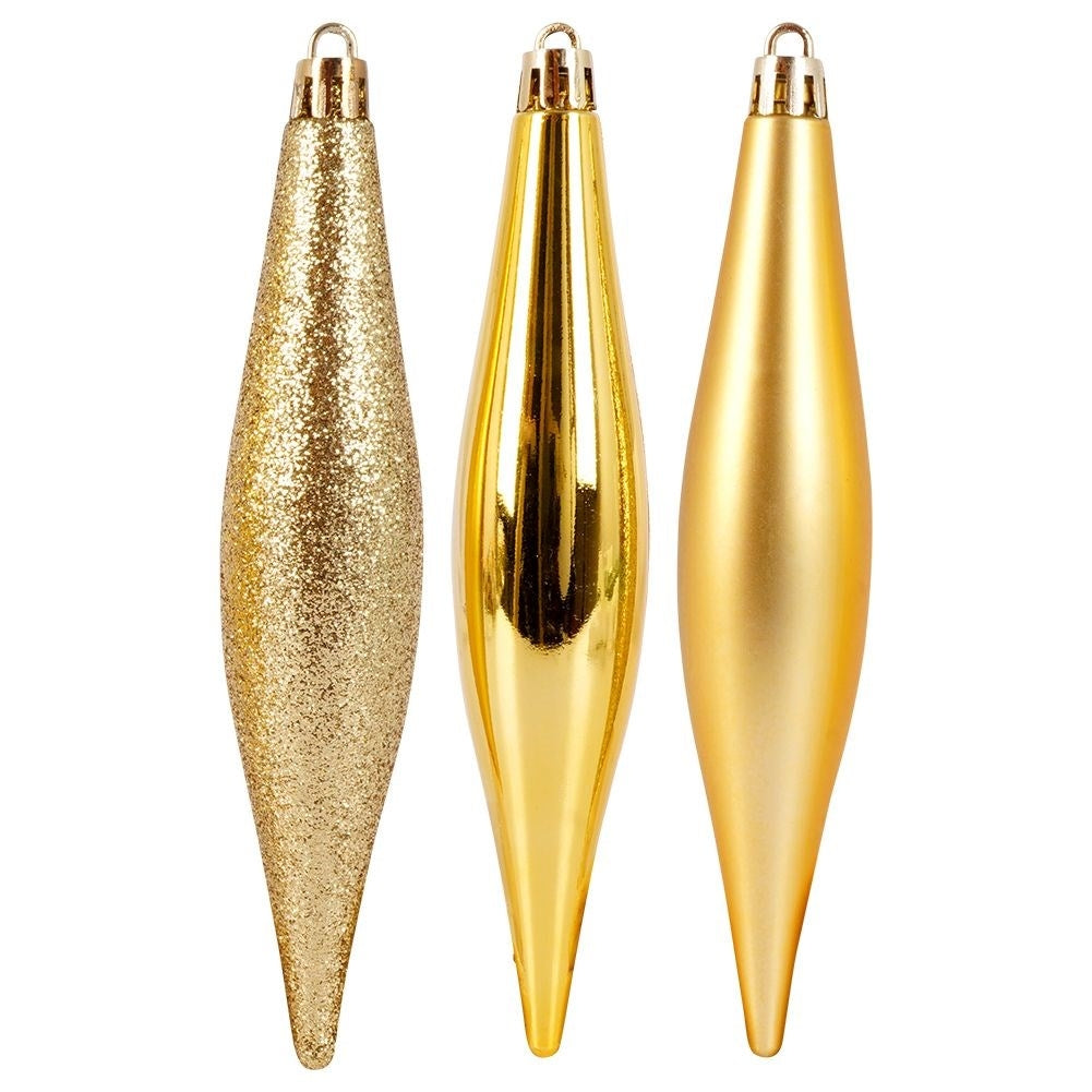 4 unbreakable icicle-shaped Christmas tree balls in gold