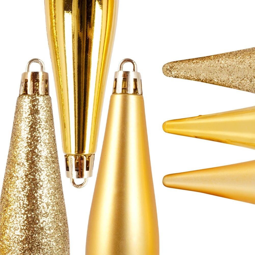 4 unbreakable icicle-shaped Christmas tree balls in gold