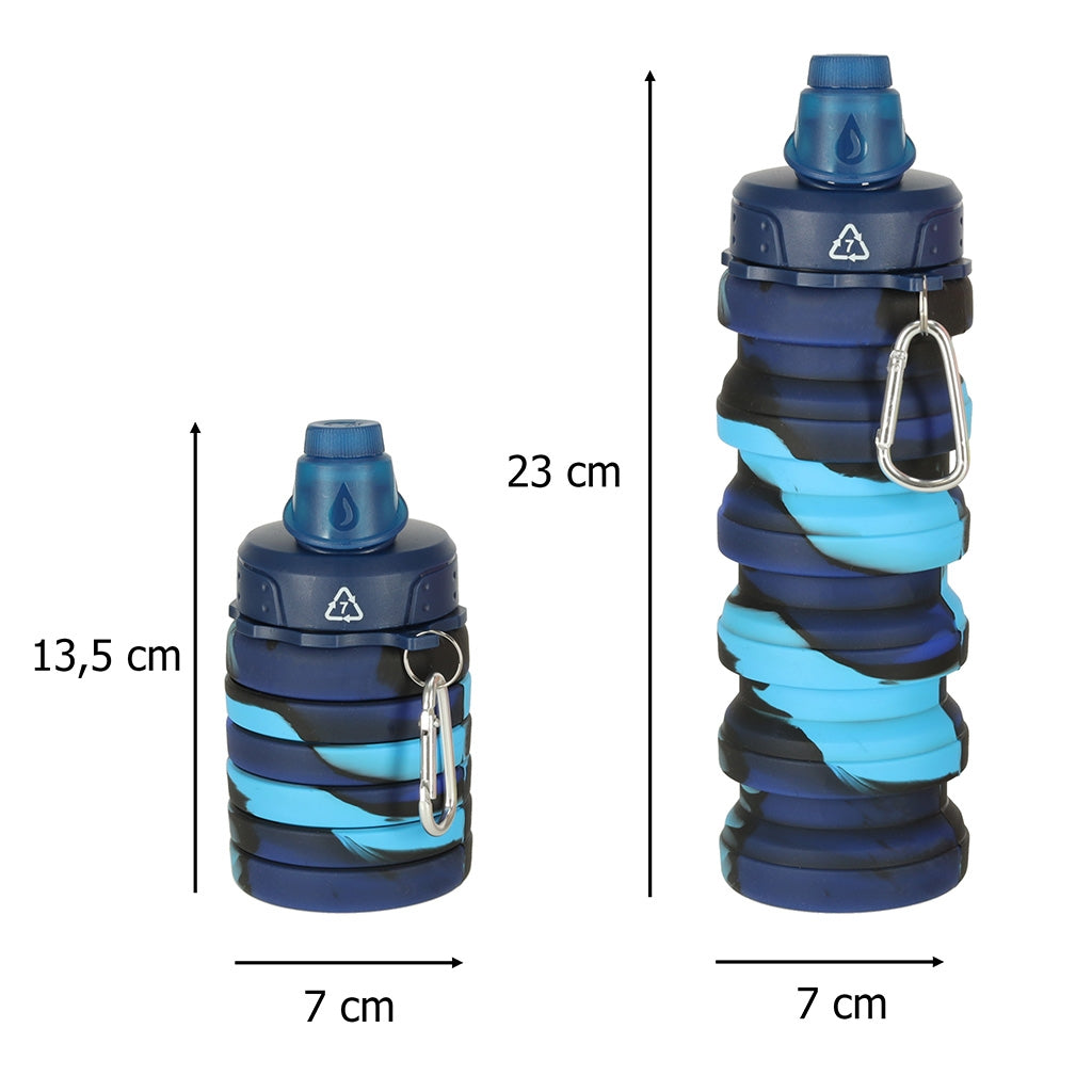500ml Blue Silicone Folding Sports Water Bottle with Handle