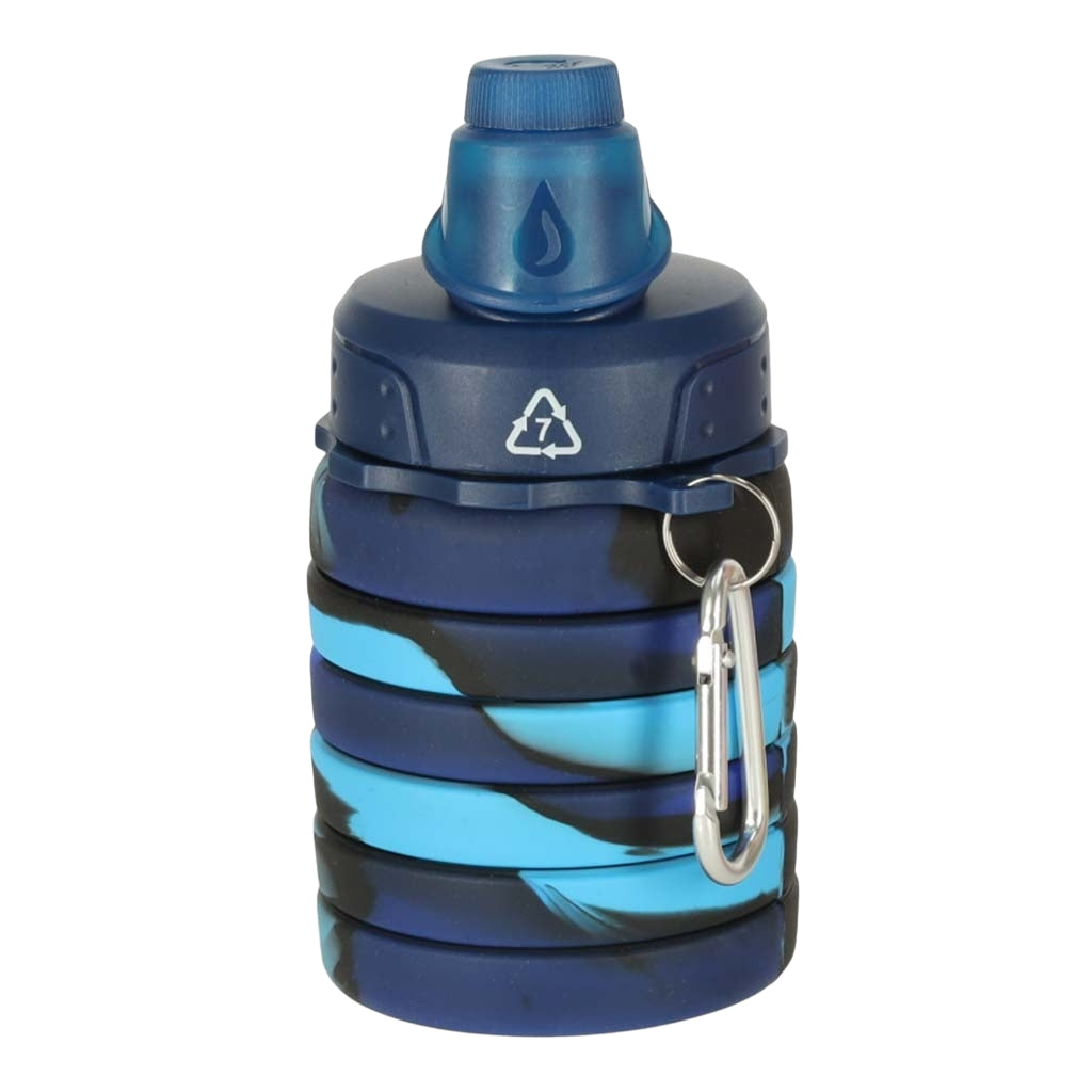 500ml Blue Silicone Folding Sports Water Bottle with Handle