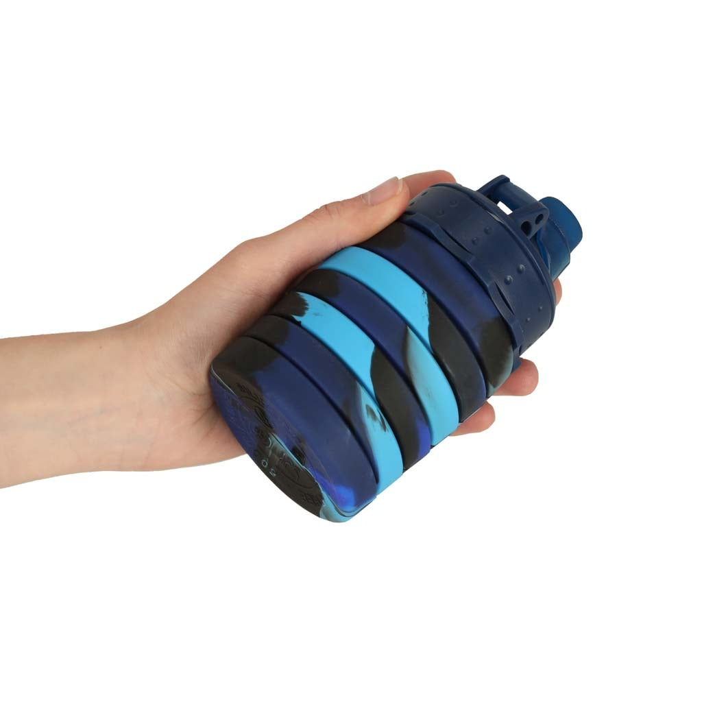 500ml Blue Silicone Folding Sports Water Bottle with Handle