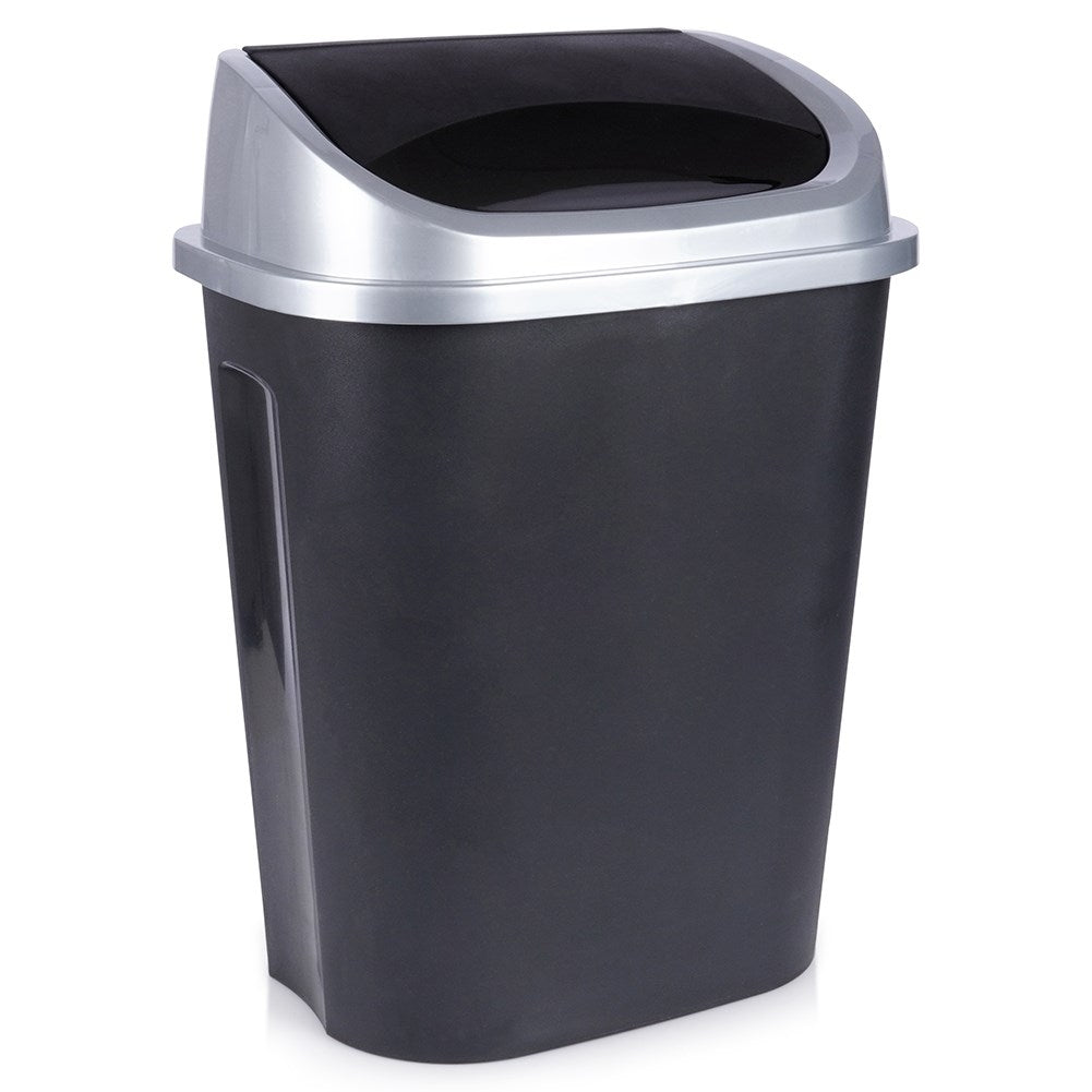 50L Dustbin with Swivel Lid in Durable Black Material