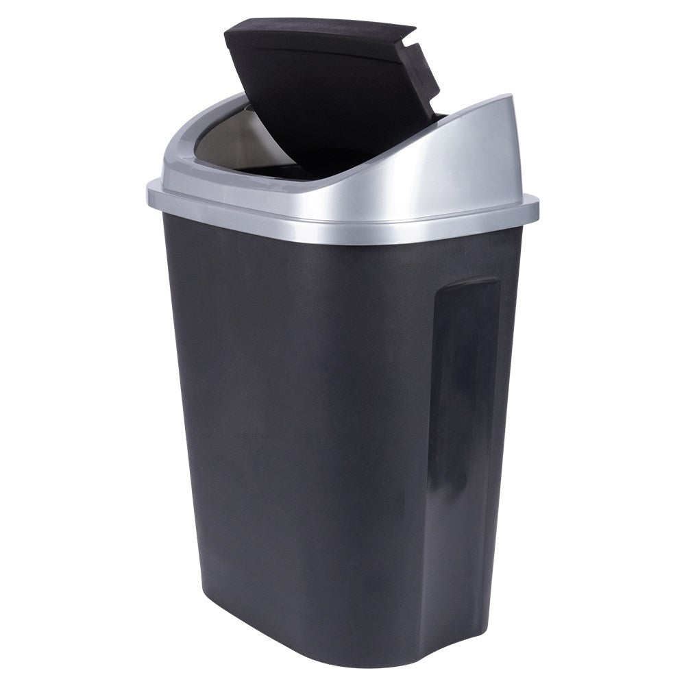 50L Dustbin with Swivel Lid in Durable Black Material