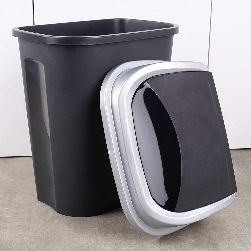 50L Dustbin with Swivel Lid in Durable Black Material