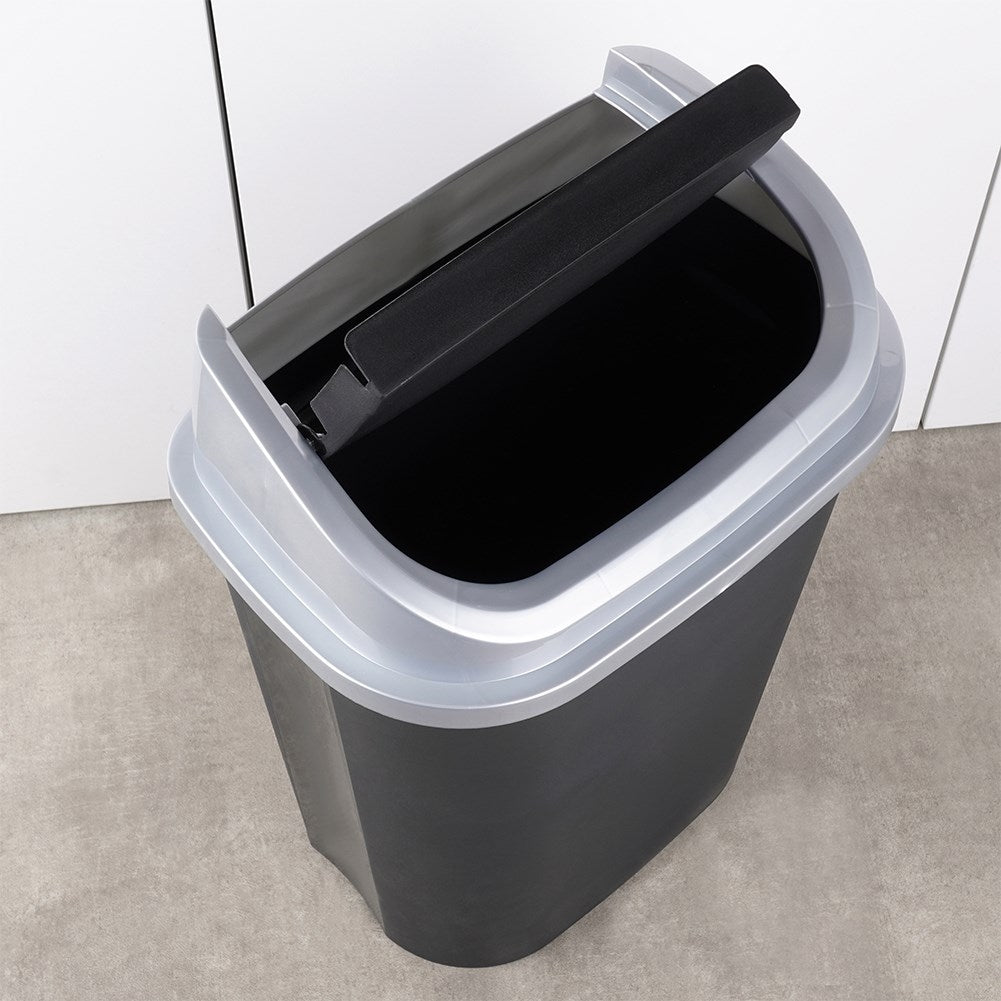 50L Dustbin with Swivel Lid in Durable Black Material
