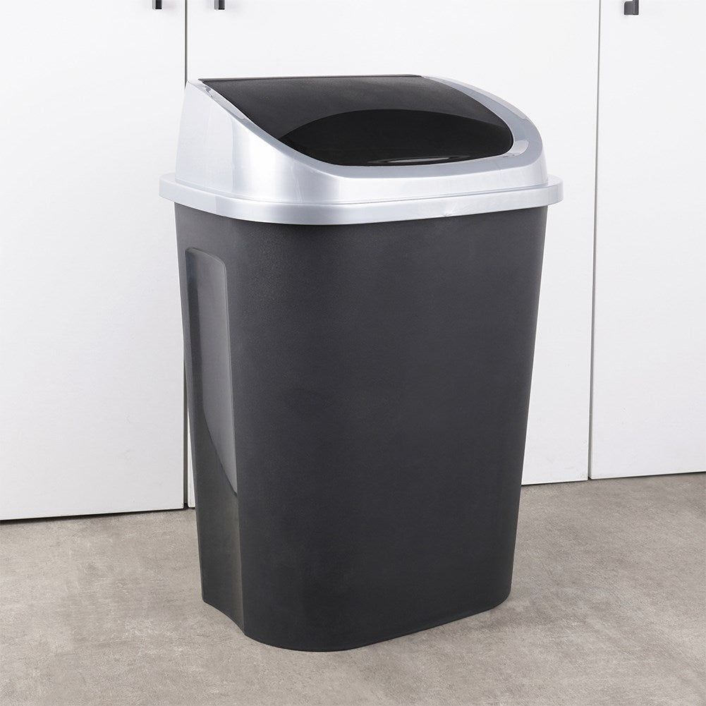 50L Dustbin with Swivel Lid in Durable Black Material