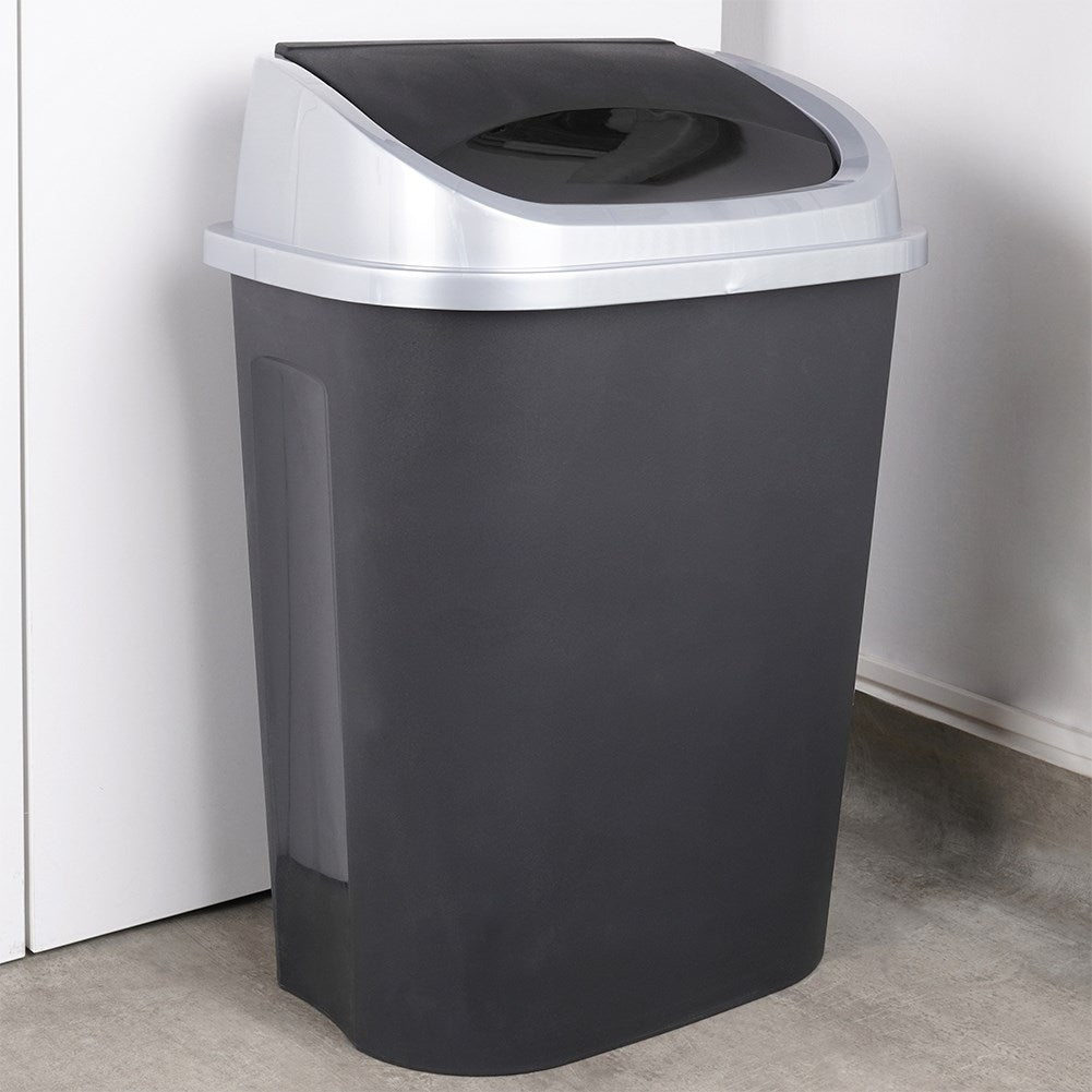 50L Dustbin with Swivel Lid in Durable Black Material