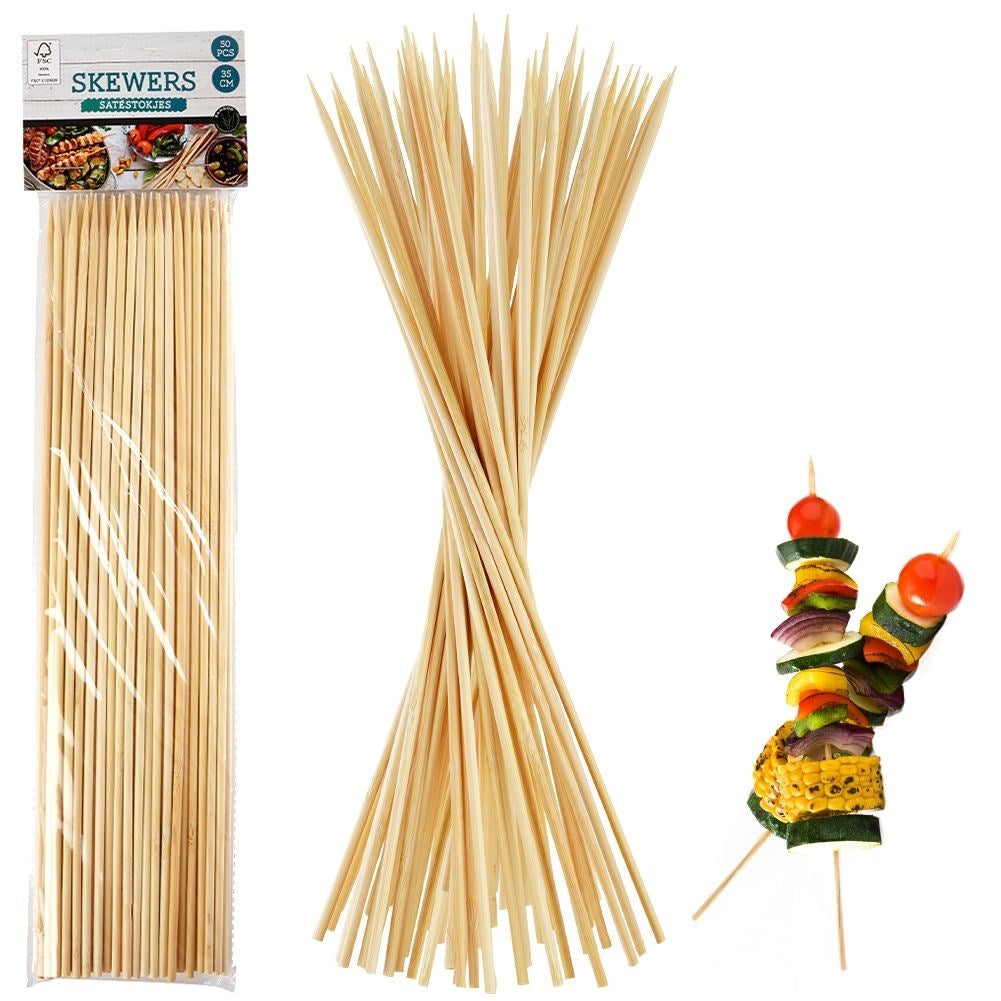 50-pack Long Bamboo Skewers - Perfect for All Skewers