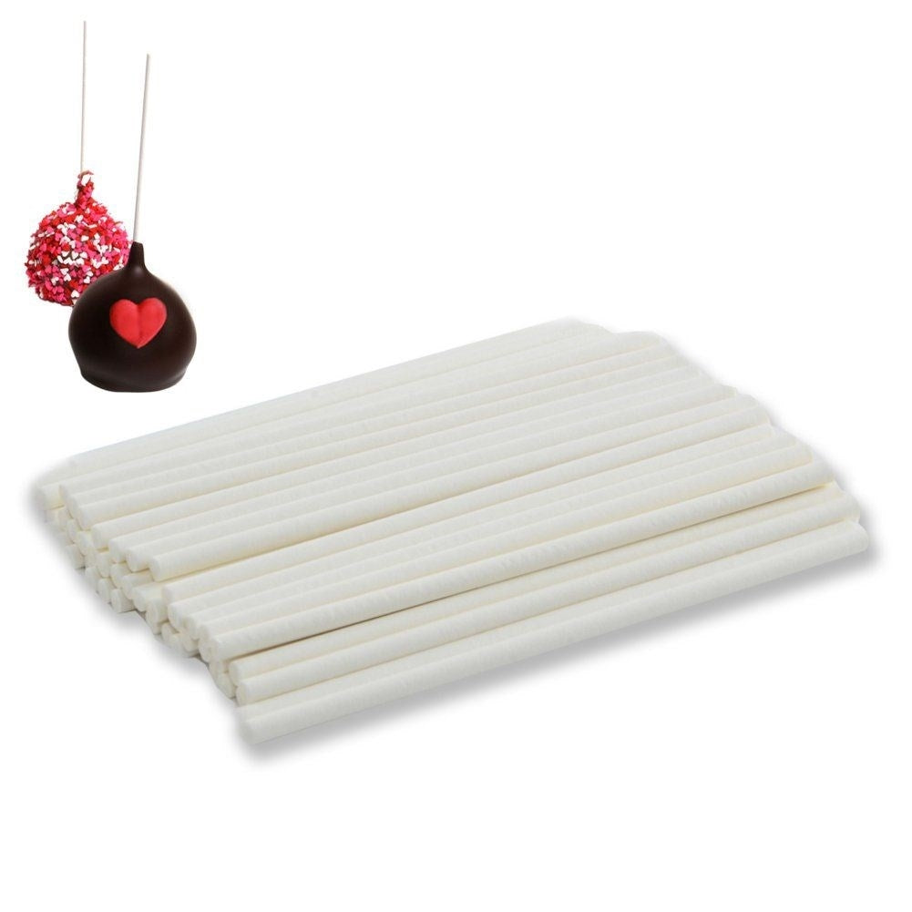 50 white sticks 11.5 cm for lollipops and cake pops, environmentally friendly