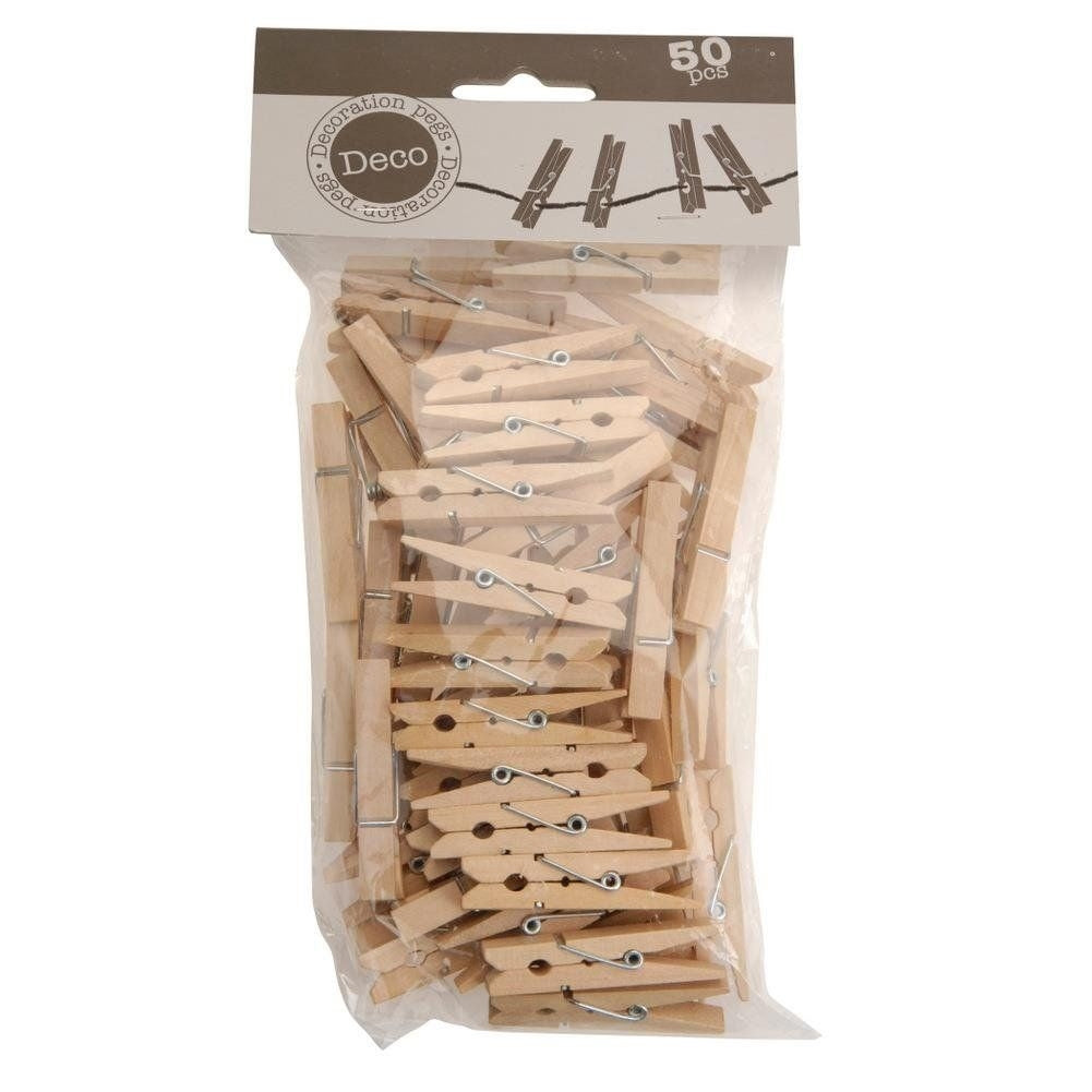 50 wooden clothespins - Perfect for photos and postcards