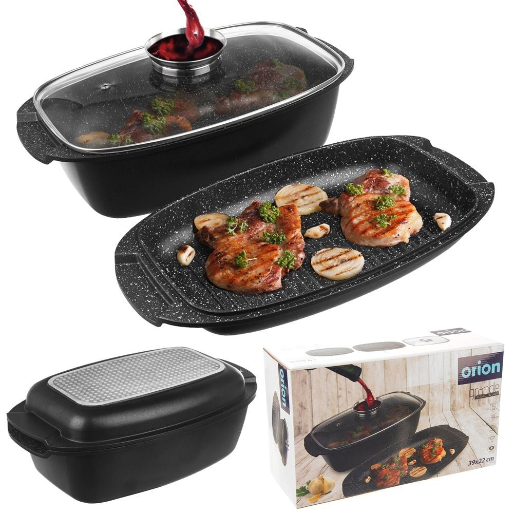 5L Frying Pan with Non-stick and Grill Pan Lid