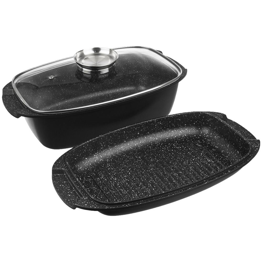 5L Frying Pan with Non-stick and Grill Pan Lid