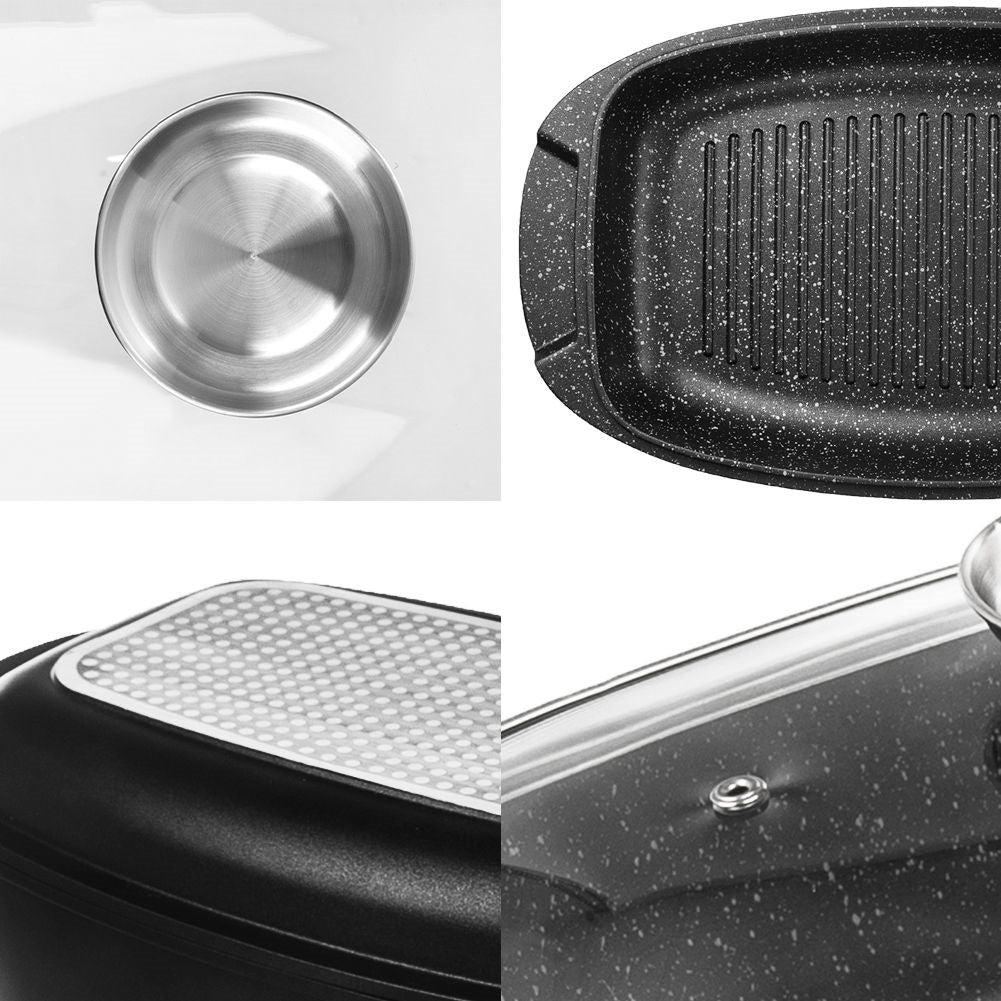 5L Frying Pan with Non-stick and Grill Pan Lid