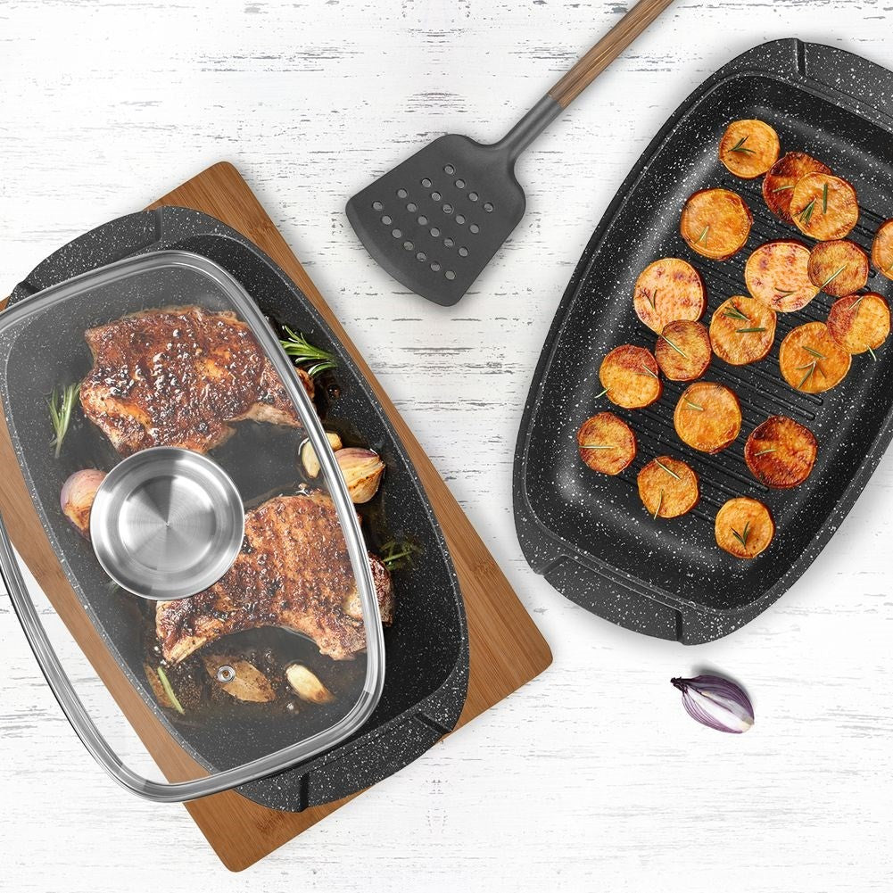 5L Frying Pan with Non-stick and Grill Pan Lid