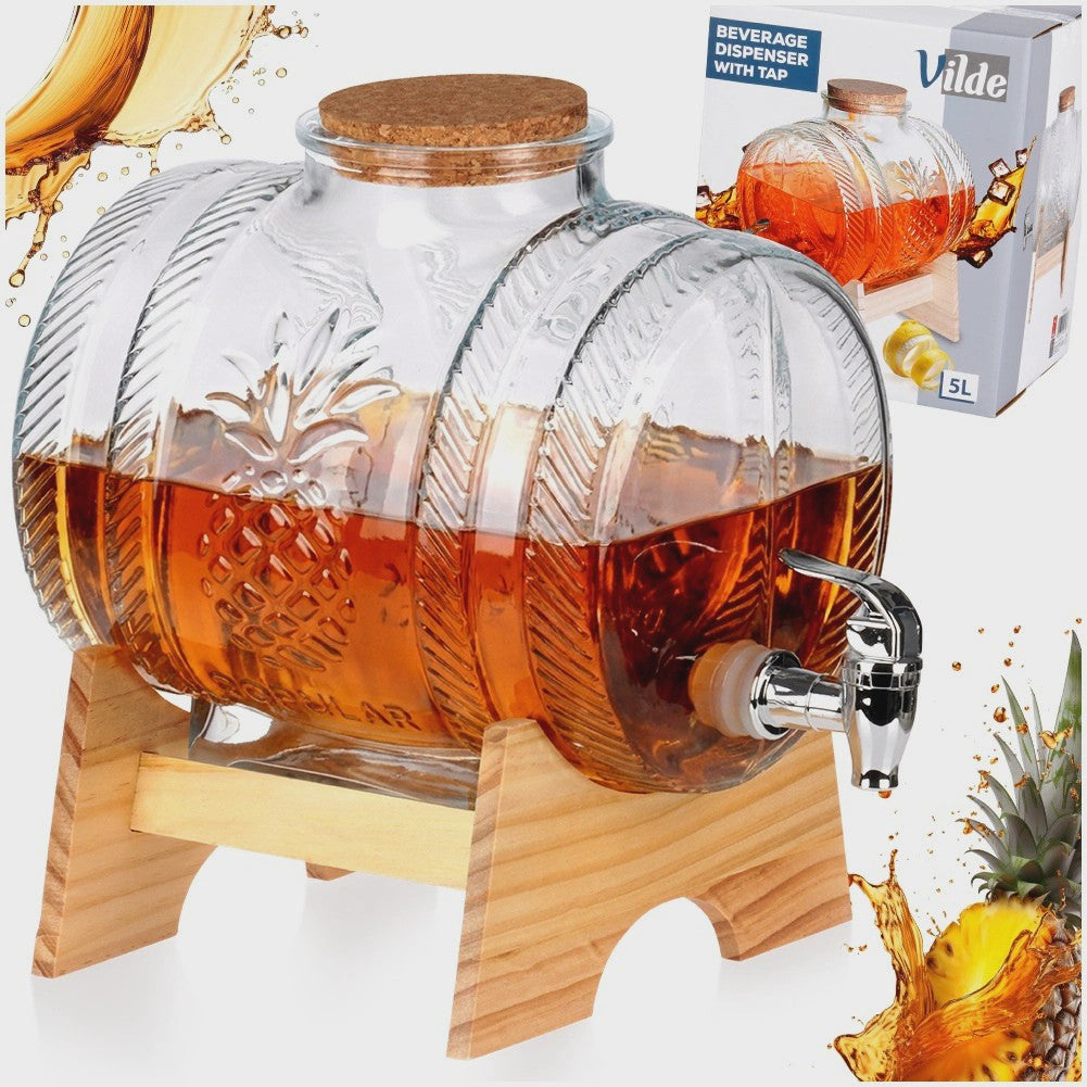 5L Glass Beverage Dispenser with Stand and Spigot