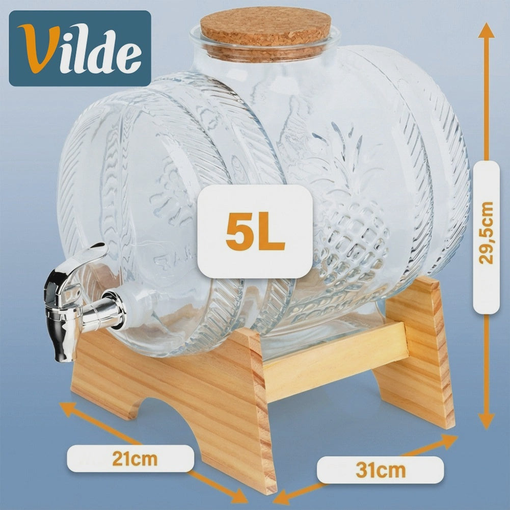 5L Glass Beverage Dispenser with Stand and Spigot