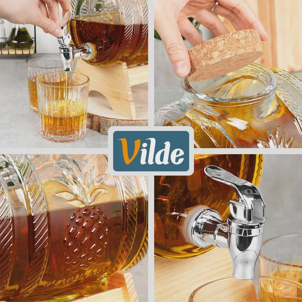 5L Glass Beverage Dispenser with Stand and Spigot