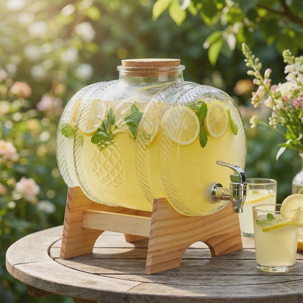5L Glass Beverage Dispenser with Stand and Spigot