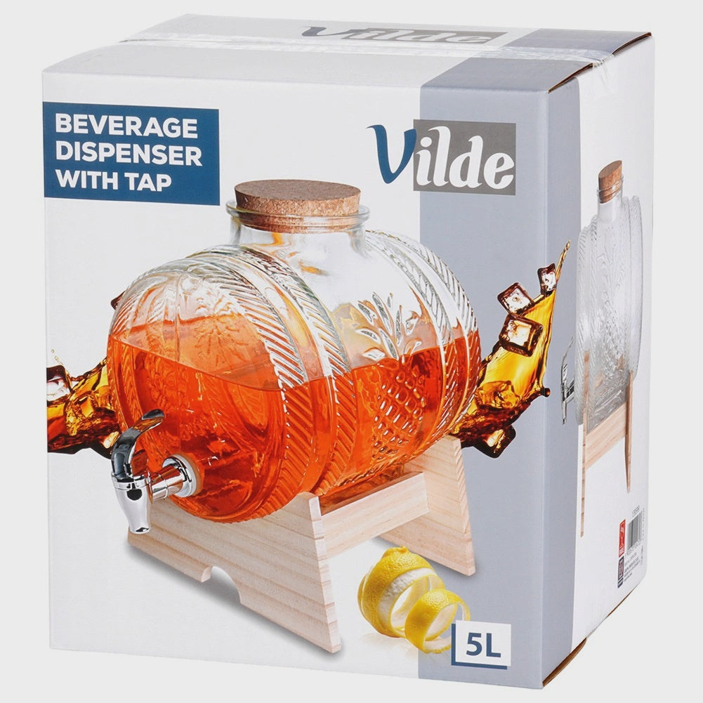 5L Glass Beverage Dispenser with Stand and Spigot