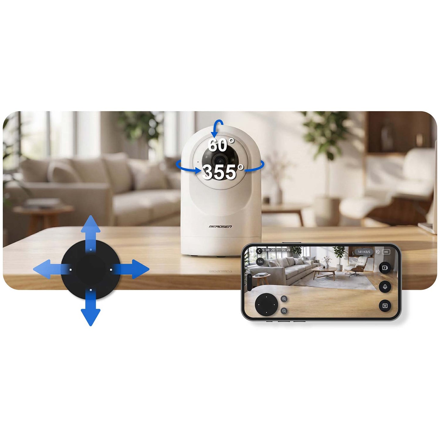 5MP WiFi PTZ IP Camera with Night Vision & Audio