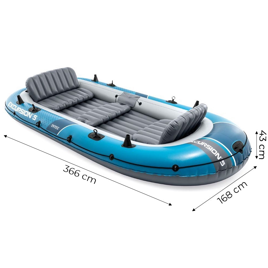 5-Person Inflatable Boat with Pump, Oars, and Bag