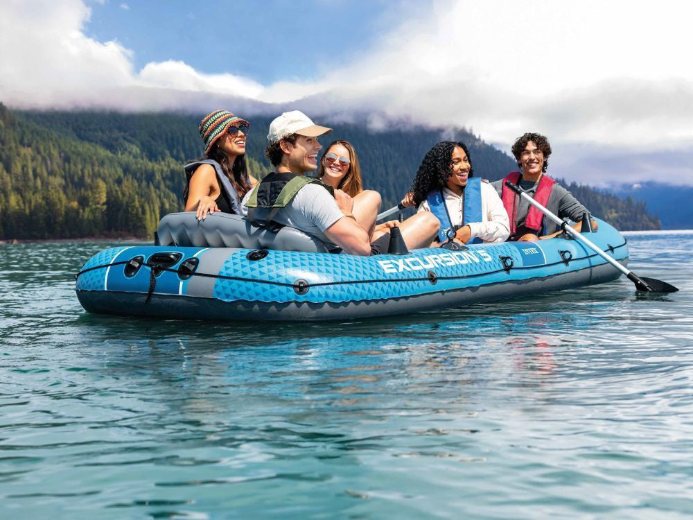 5-Person Inflatable Boat with Pump, Oars, and Bag