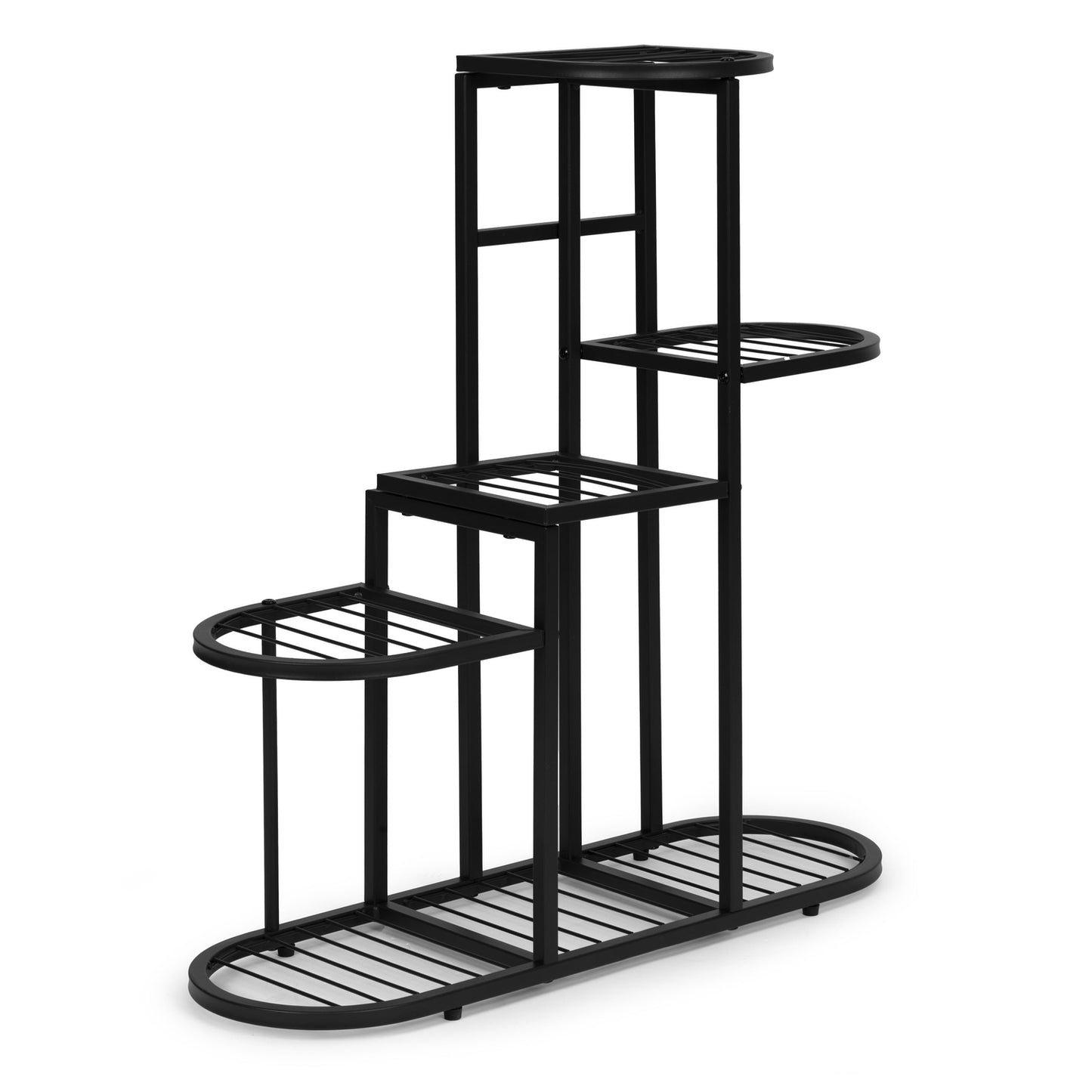 5-Tier Steel Plant Stand – Black, Anti-Slip, 30kg Load