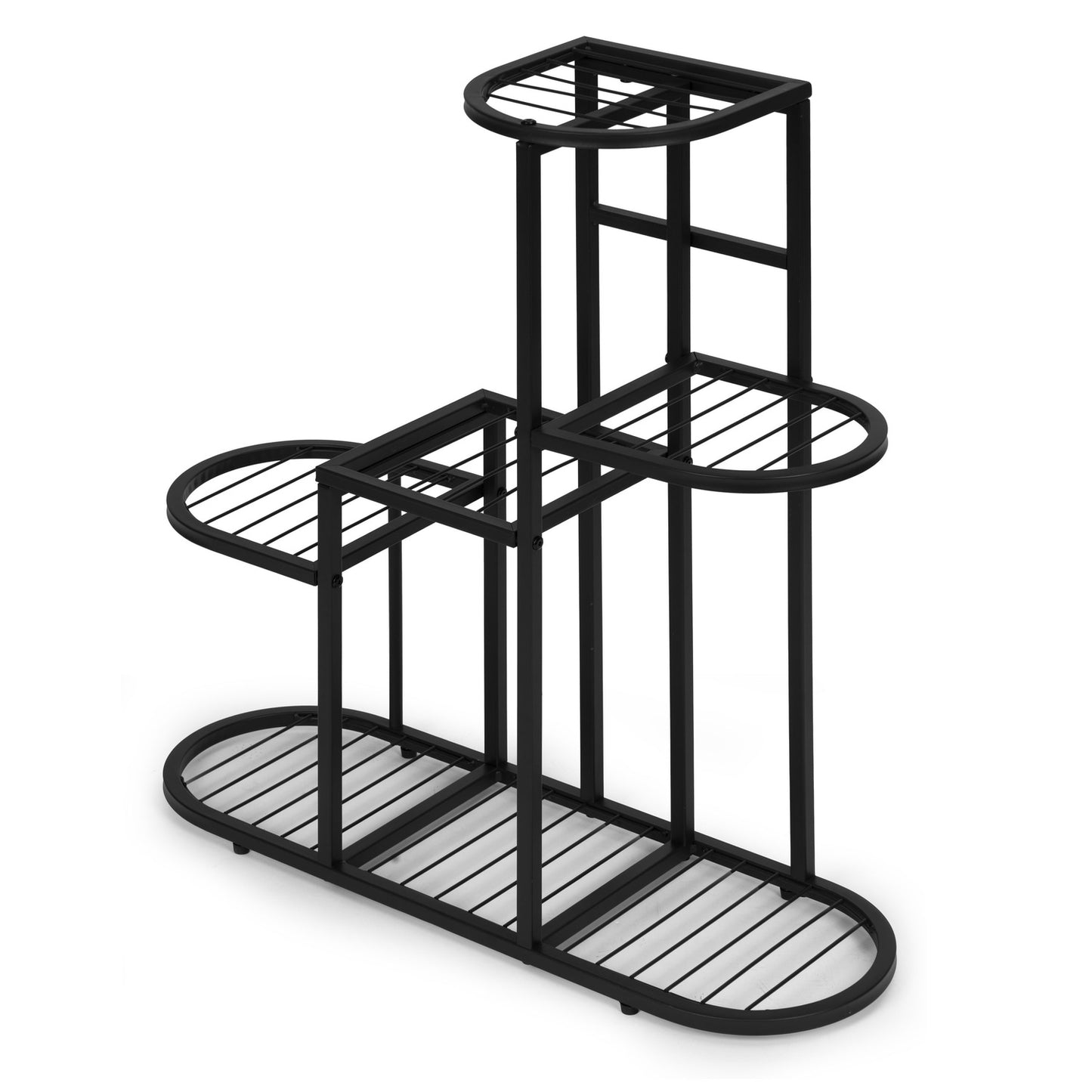 5-Tier Steel Plant Stand – Black, Anti-Slip, 30kg Load