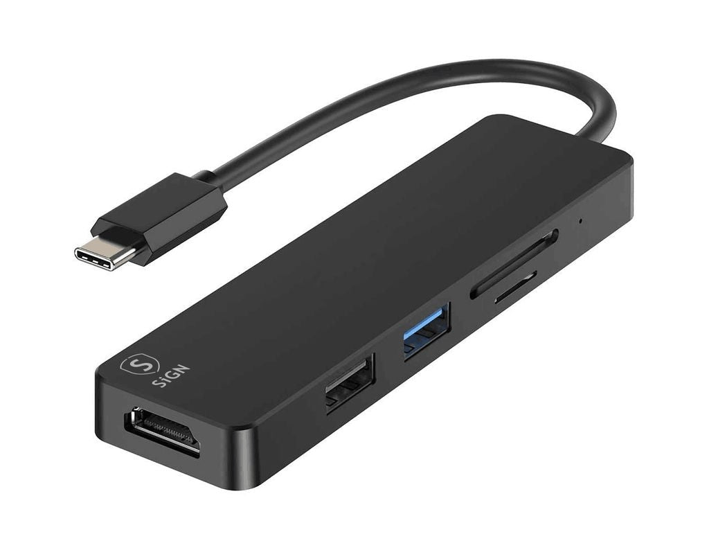 5-in-1 USB-C adapter HDMI 4K MicroSD, max 15W, 5V, 3A - Black