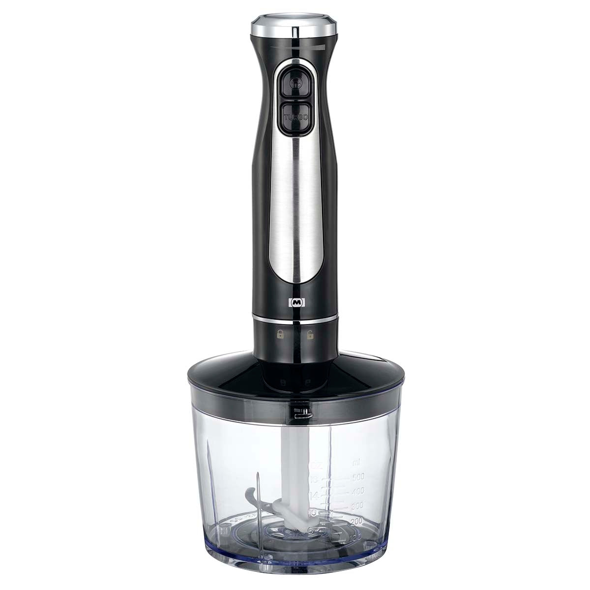 600W Hand Blender Set with Chopper, Whisk, Black