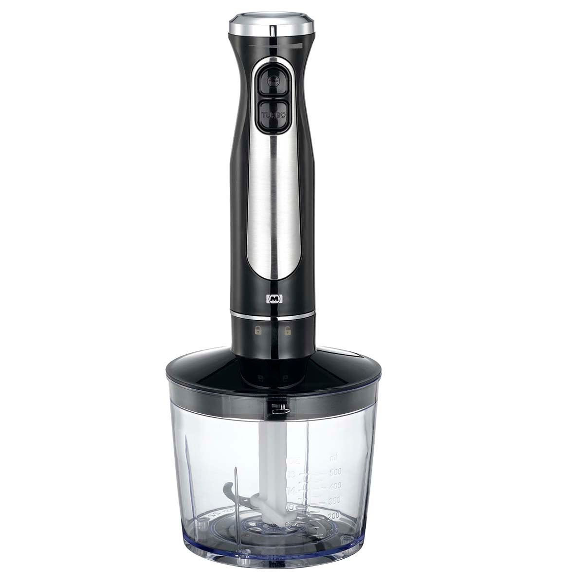 600W Hand Blender Set with Chopper, Whisk, Black