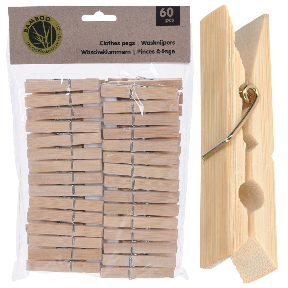 60 strong and durable wooden clothespins for indoor/outdoor laundry