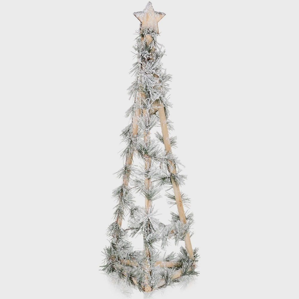 68 cm Wooden Christmas Cone Tree with LED Lights