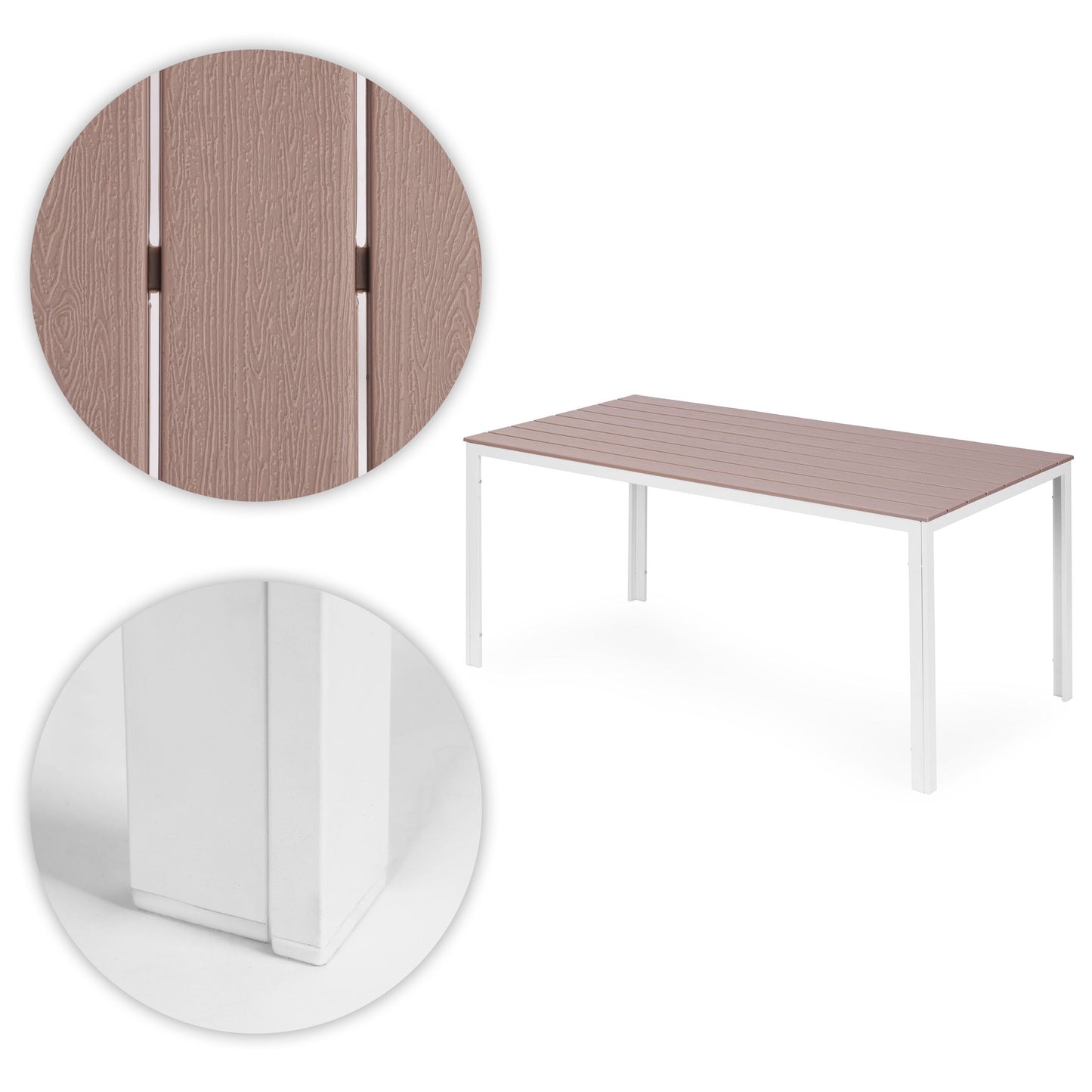 6-Person Garden Table, 156x78 cm, Polywood, Beige