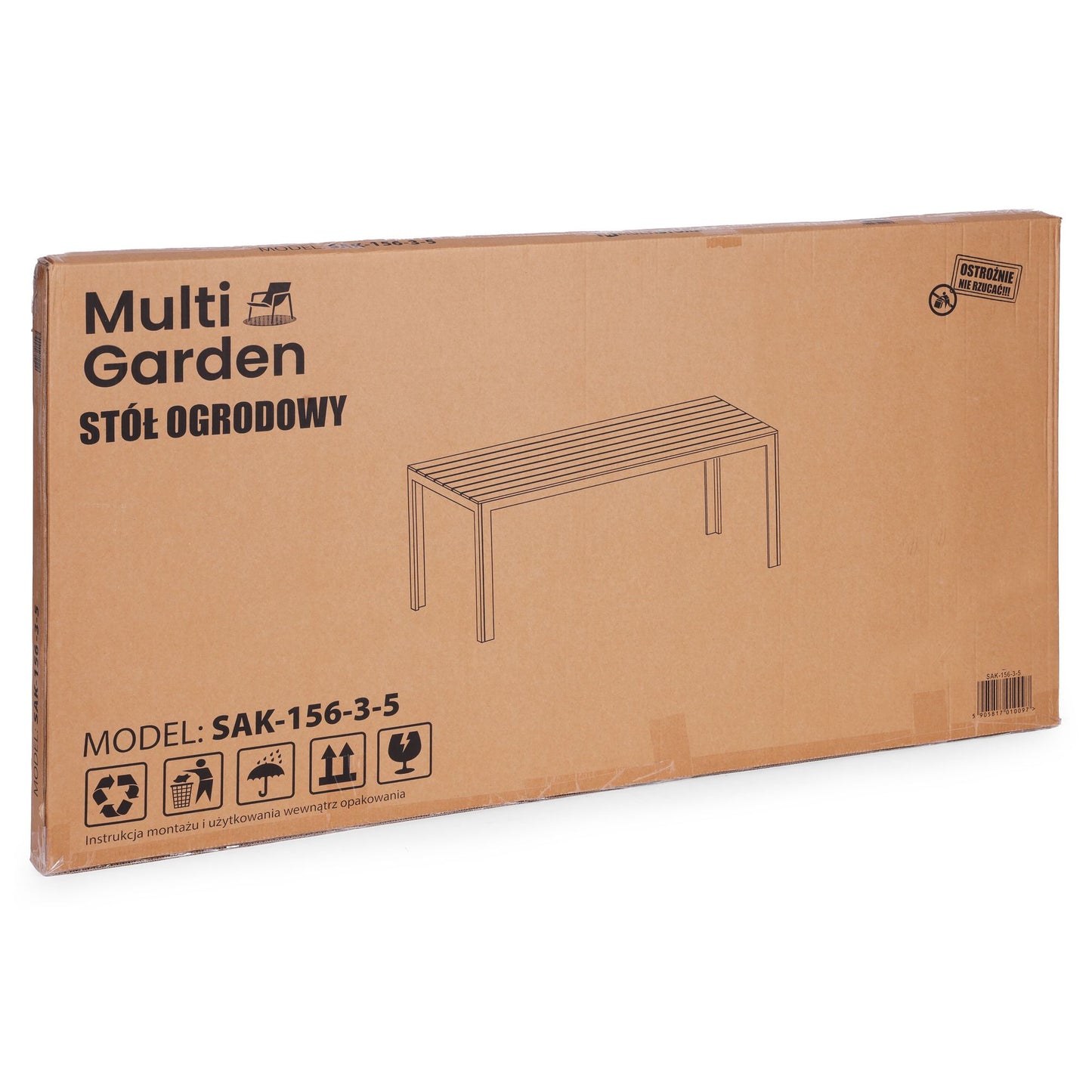 6-Person Garden Table, 156x78 cm, Polywood, Beige
