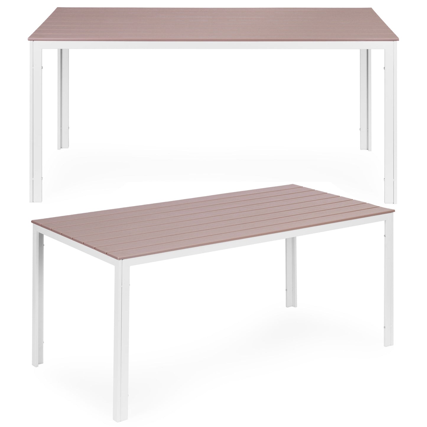 6-Person Garden Table, 156x78 cm, Polywood, Beige