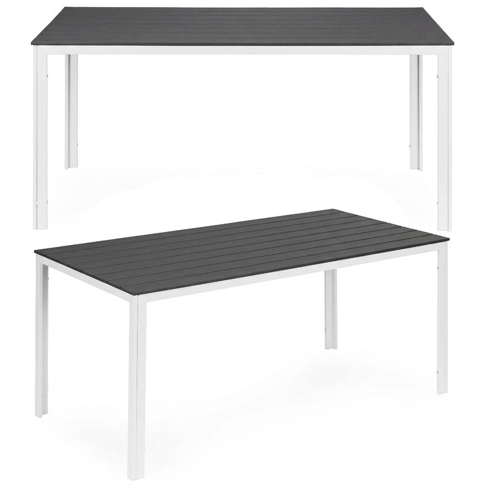 6-Person Polywood Garden Table 156x78 cm – Gray/White