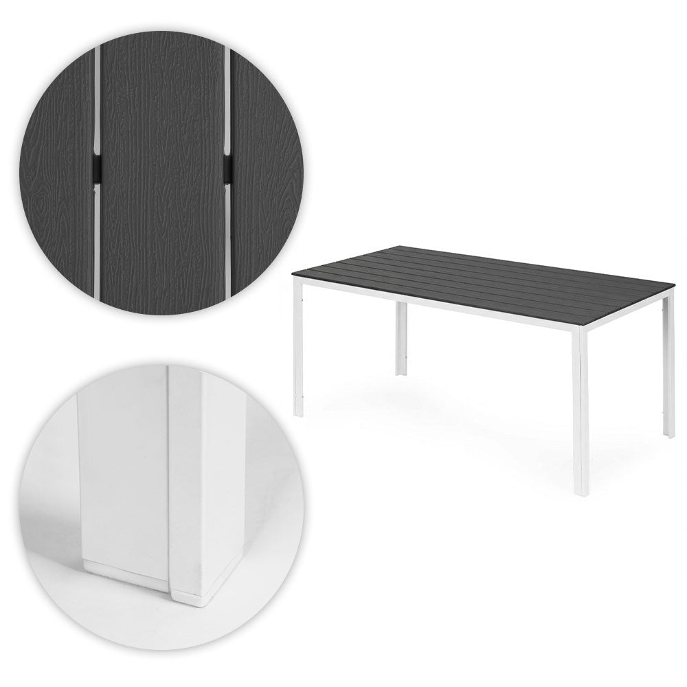 6-Person Polywood Garden Table 156x78 cm – Gray/White