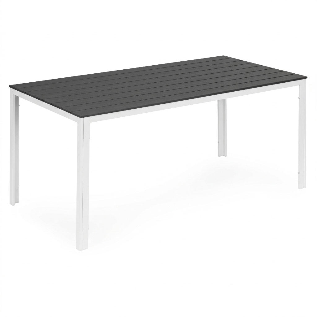 6-Person Polywood Garden Table 156x78 cm – Gray/White