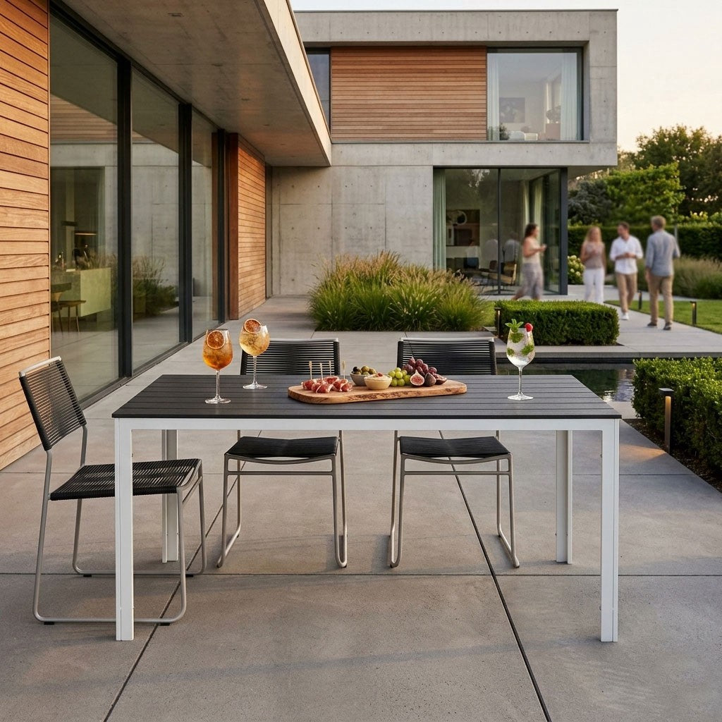 6-Person Polywood Garden Table 156x78 cm – Gray/White