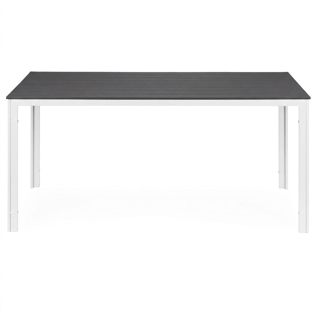 6-Person Polywood Garden Table 156x78 cm – Gray/White