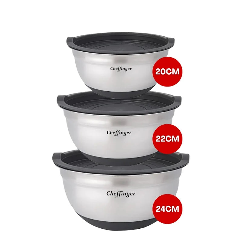 6-Piece Stainless Steel Mixing Bowl Set with Lids